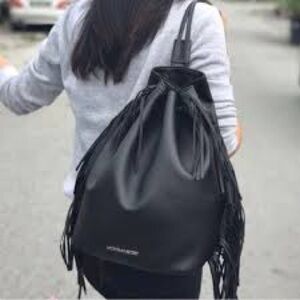 VICTORIA SECRET Black Fringe Backpack